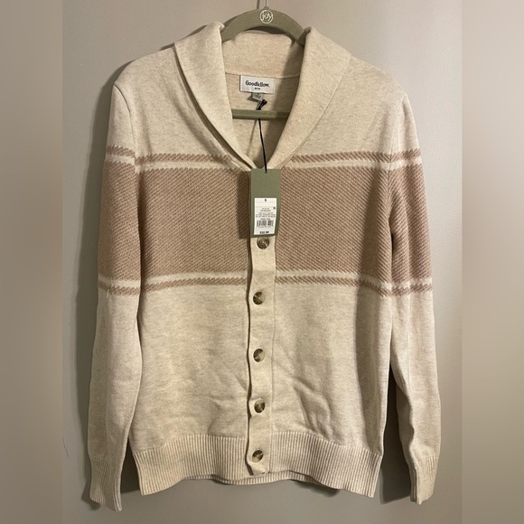 Goodfellow & Co Men's Beige and Light Brown Cardigan - Picture 1 of 11
